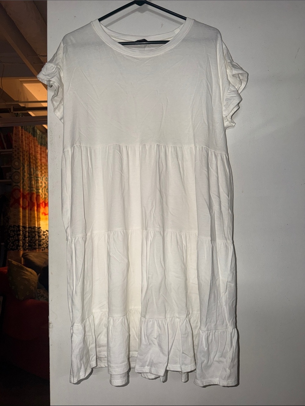 J. Crew White Tiered Short Sleeve Dress